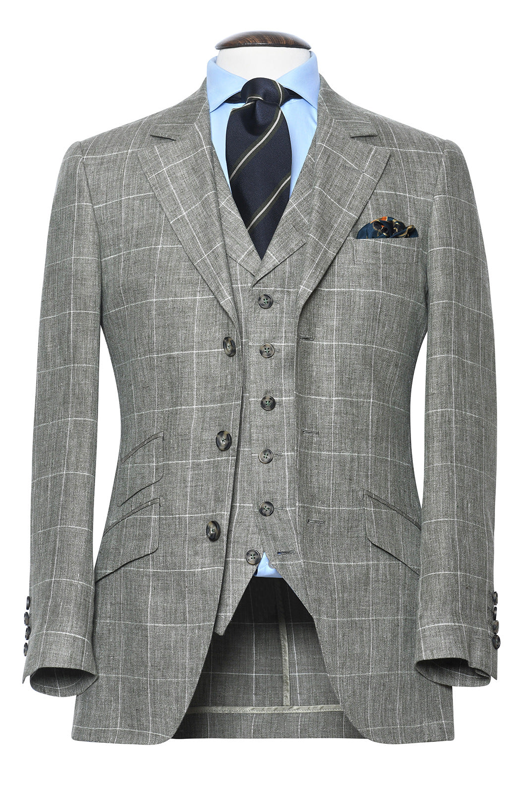 Le Hampstead – Lime green linen with ecru check – WICKET