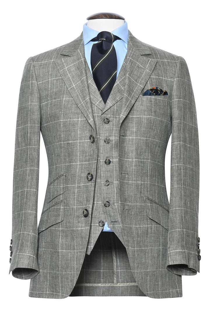 Le Hampstead – Lime green linen with ecru check – WICKET