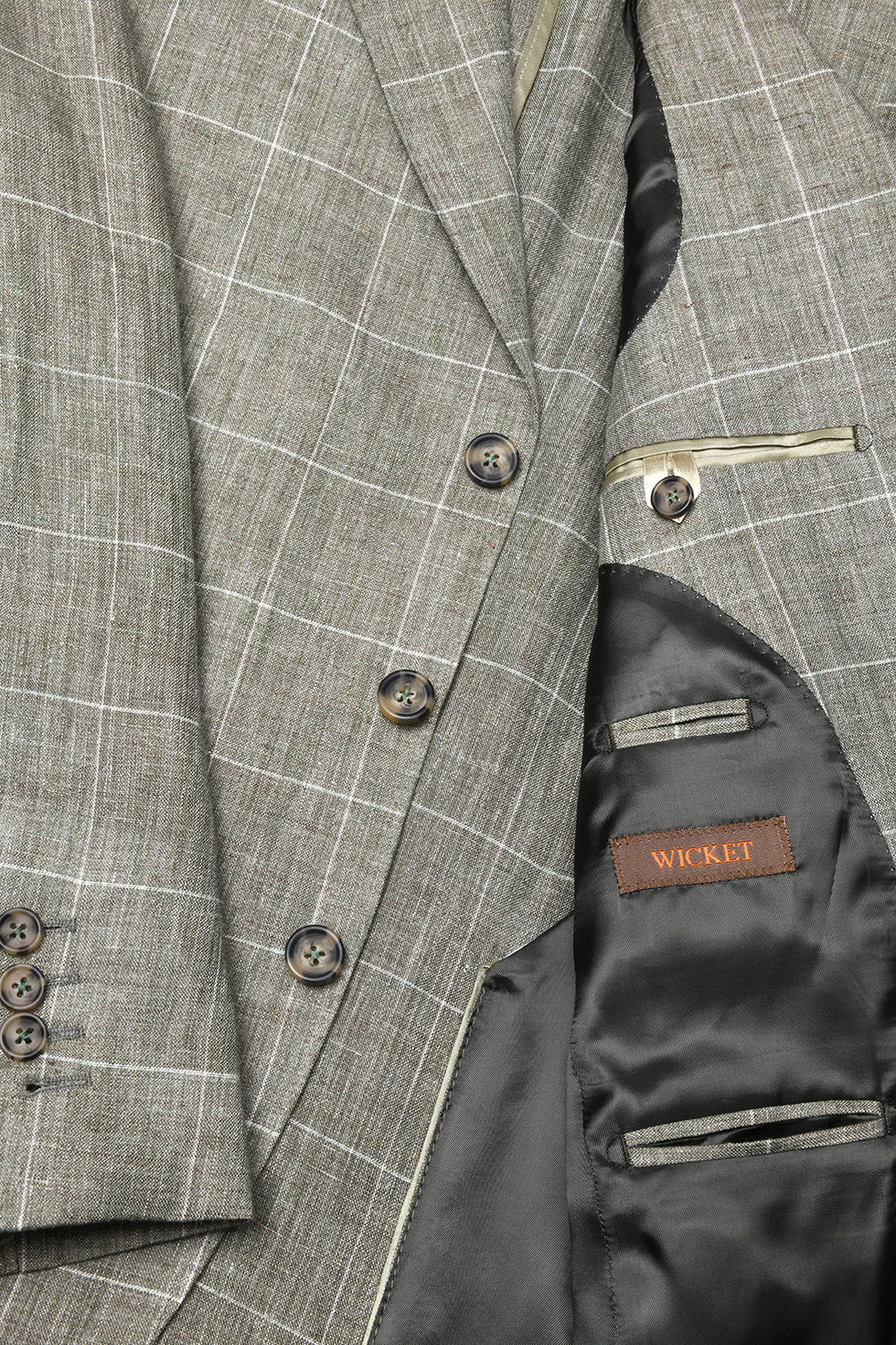 Le Hampstead – Lime green linen with ecru check – WICKET