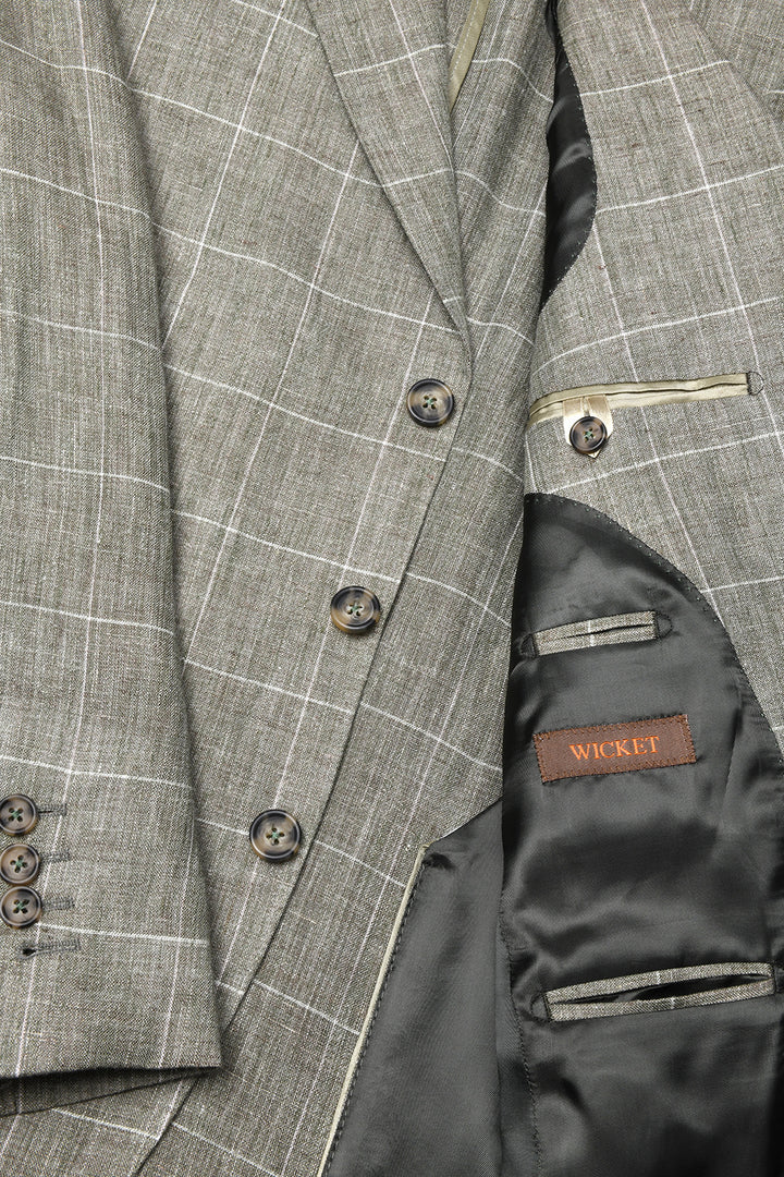 Le Hampstead – Lime green linen with ecru check – WICKET