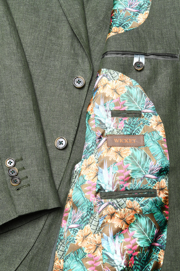 Le Kensington – Deep green linen – WICKET