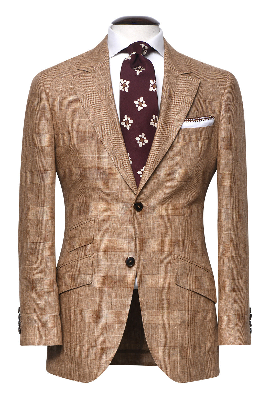 Le Kensington – Beige Prince of Wales check linen – WICKET