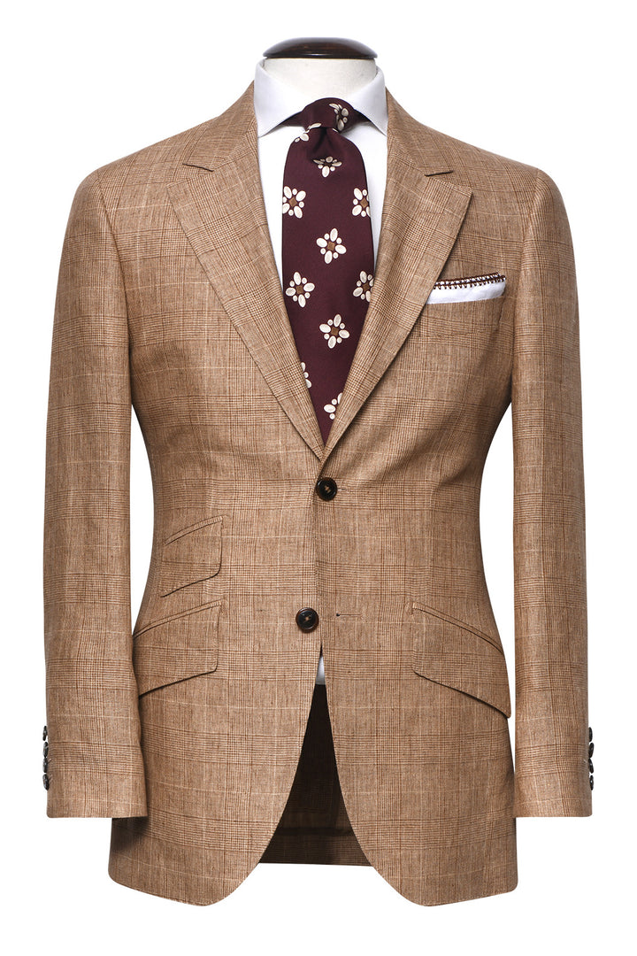 Le Kensington – Beige Prince of Wales check linen – WICKET