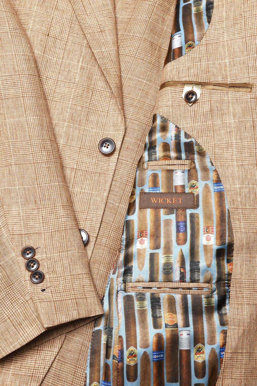 Le Kensington – Beige Prince of Wales check linen – WICKET