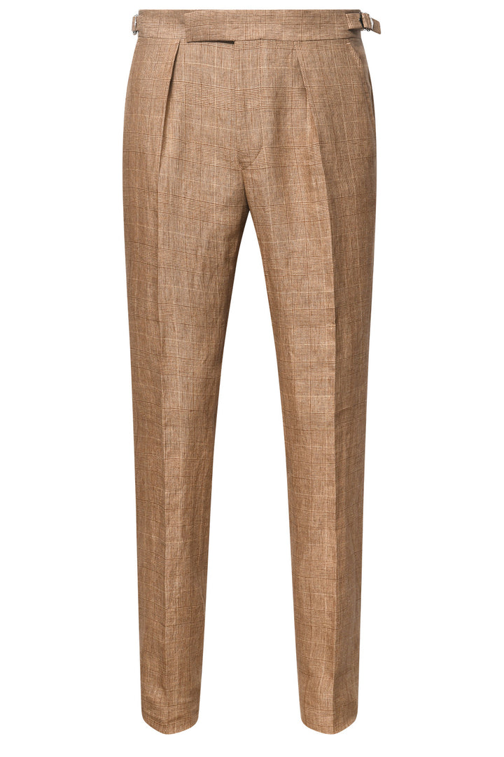 Le Kensington – Beige Prince of Wales check linen – WICKET