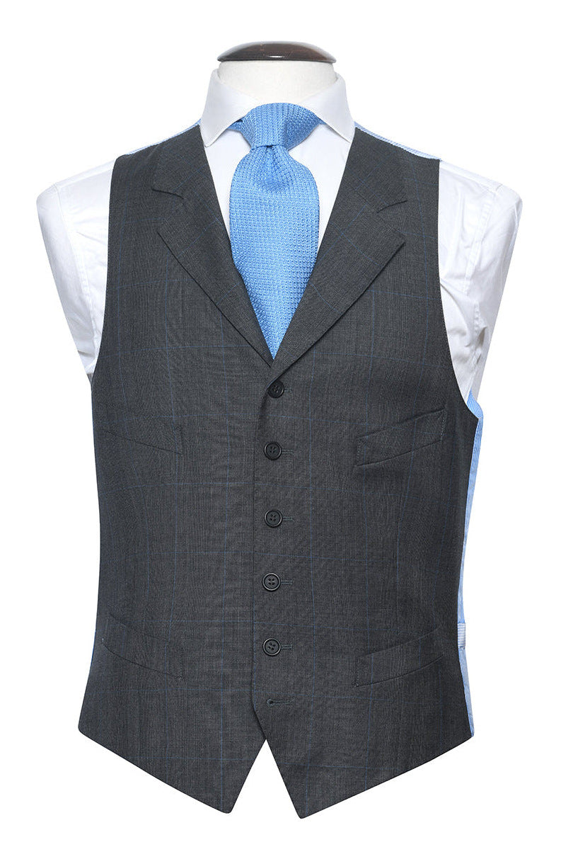 Le Kensington – Deep grey and sky blue Prince of Wales check – WICKET