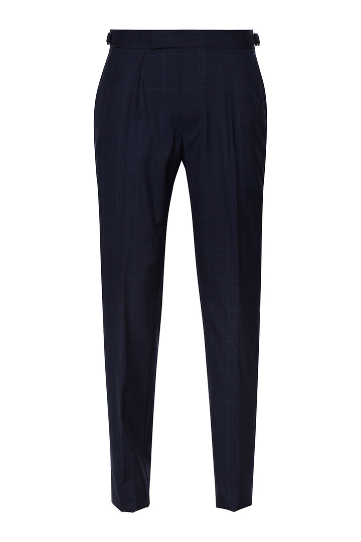 Le Kensington – Laine tropicale bleu intense à carreaux – WICKET
