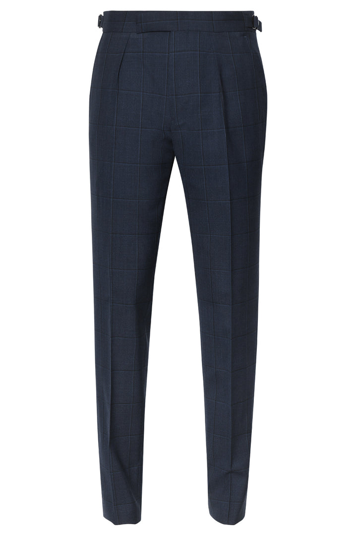Le Kensington – Sublime blue with a black overcheck, 120’s virgin wool – WICKET