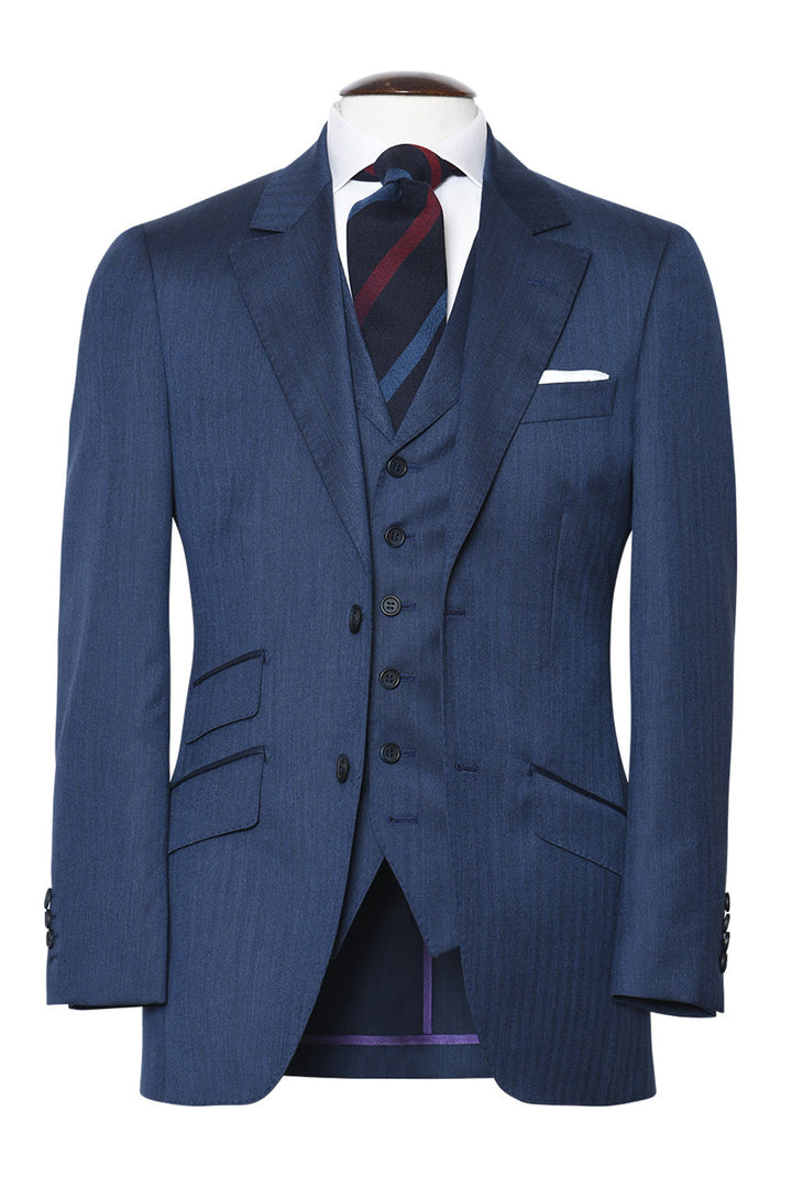 Le Kensington – Bright blue herringbone – WICKET