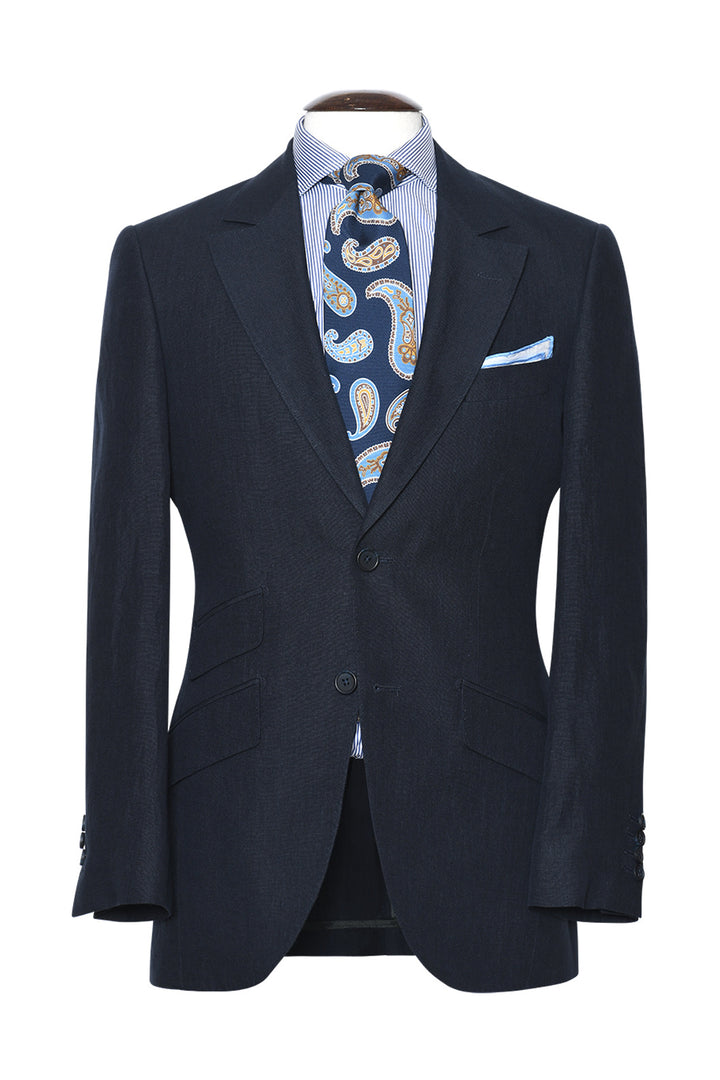 Le Kensington – toile de Lin Bleu Marine, 100% Lin (270 gr) de chez Lanificio Angelico – WICKET