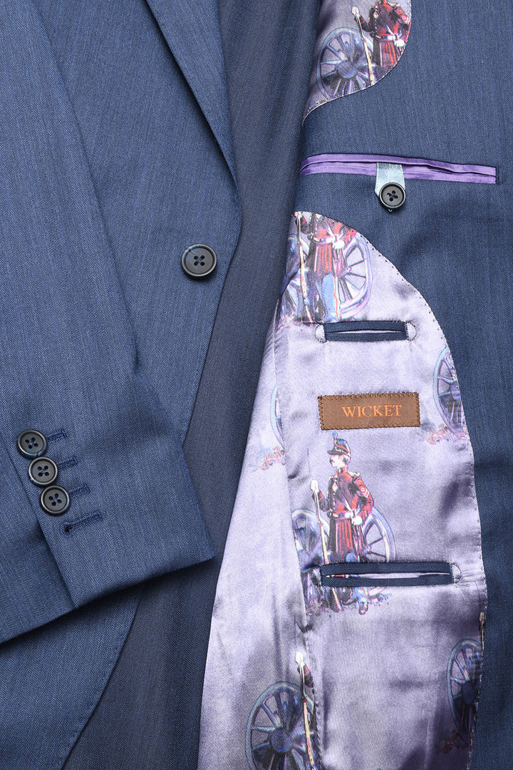 Le Kensington – Bright blue herringbone – WICKET