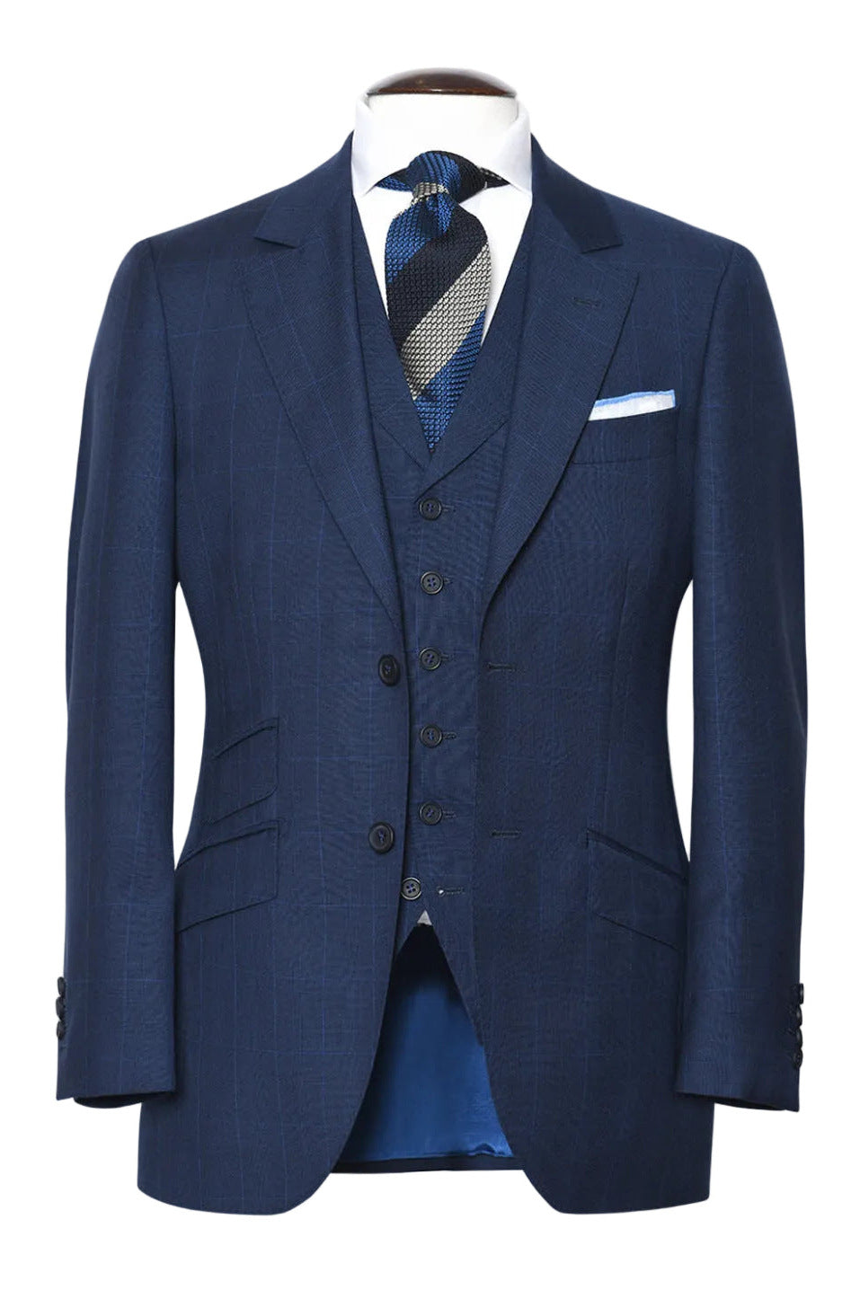 Le Kensington – Navy and royal blue Prince of Wales check – WICKET