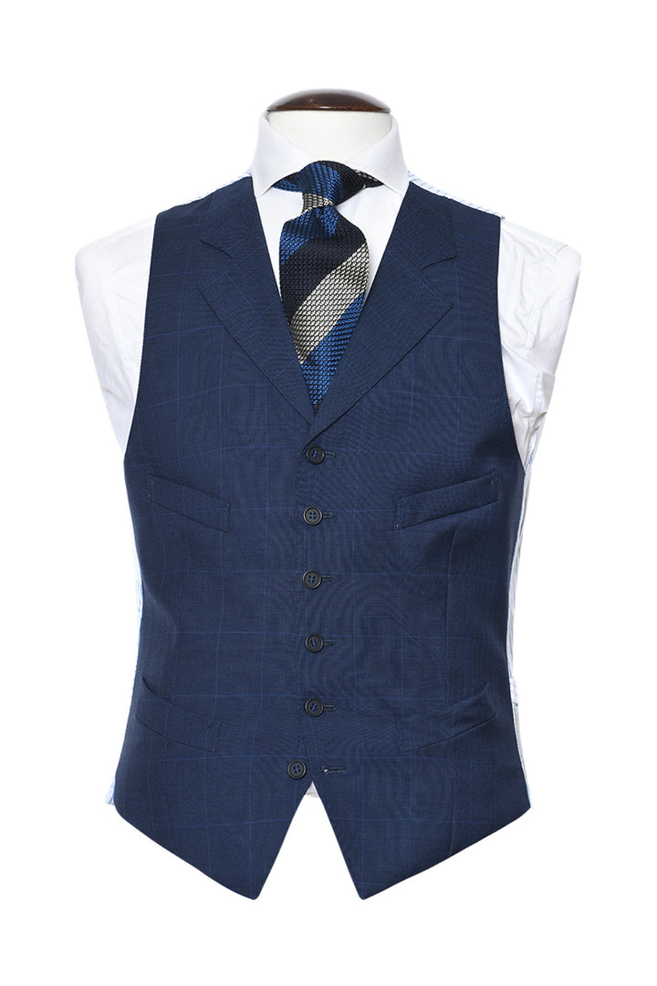 Le Kensington – Navy and royal blue Prince of Wales check – WICKET