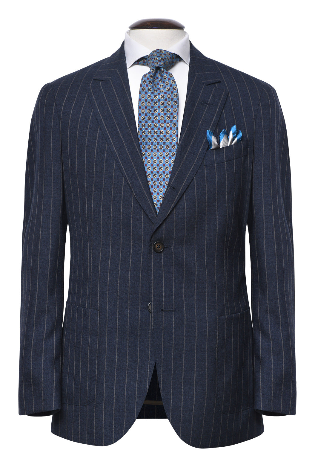 Le Milan – Navy tropical wool with beige tennis stripes – WICKET