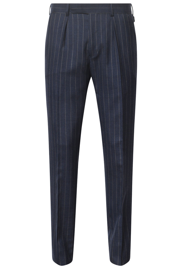 Le Milan – Navy tropical wool with beige tennis stripes – WICKET