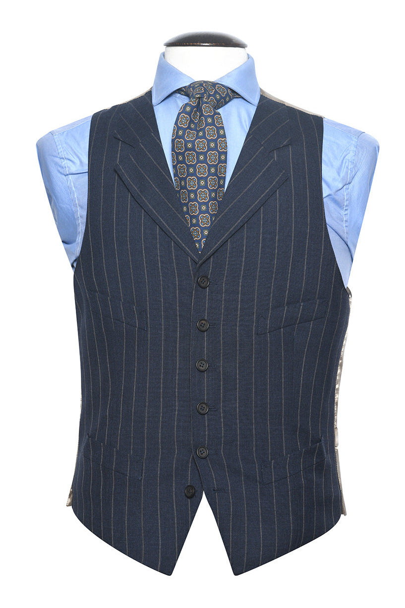 Le Milan – Navy tropical wool with beige tennis stripes – WICKET