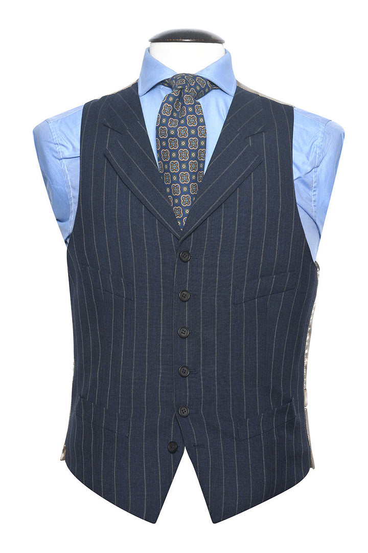 Le Milan – Navy tropical wool with beige tennis stripes – WICKET