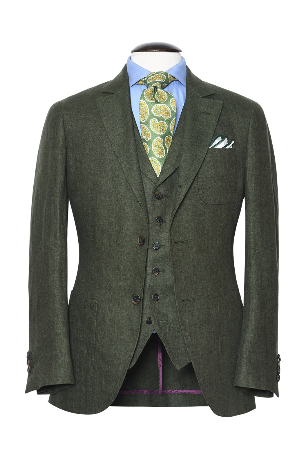 Le Milan – British racing green herringbone, 100% linen (295 g), Lanificio Angelico – WICKET