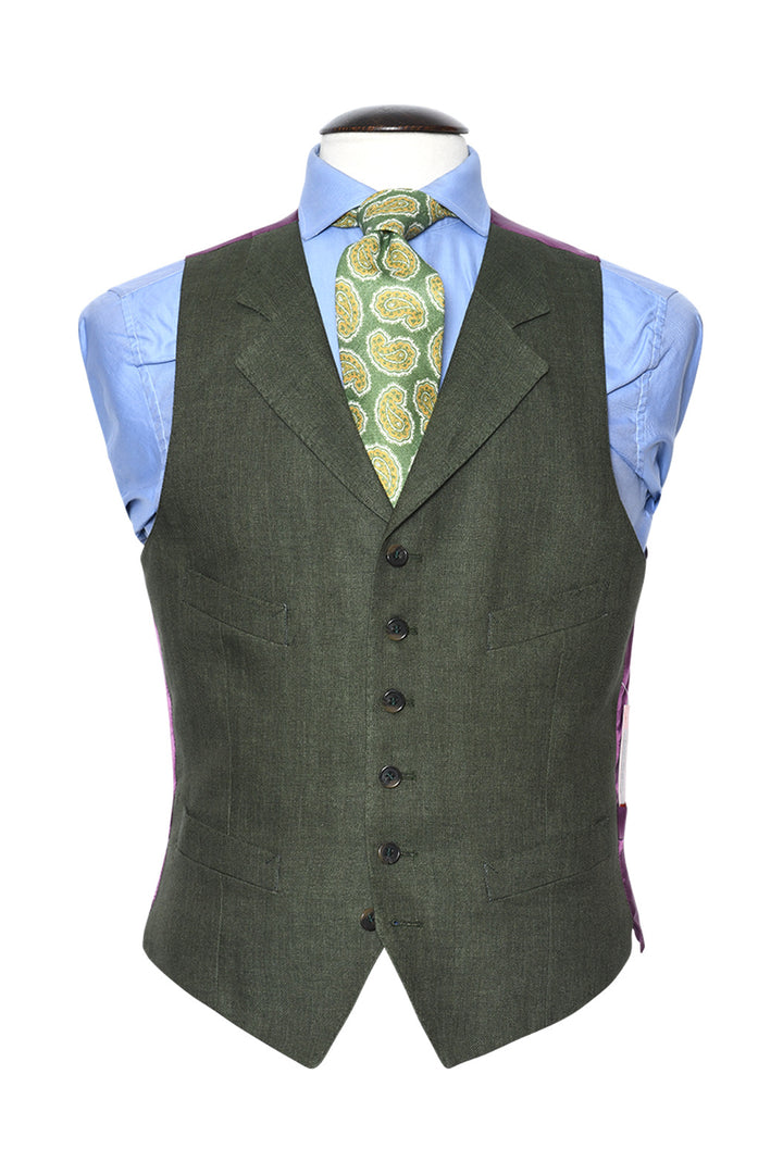 Le Milan – British racing green herringbone, 100% linen (295 g), Lanificio Angelico – WICKET