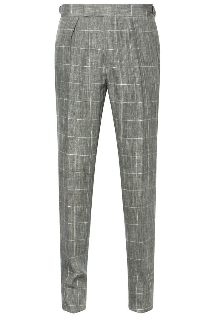 Le Hampstead – Lime green linen with ecru check – WICKET