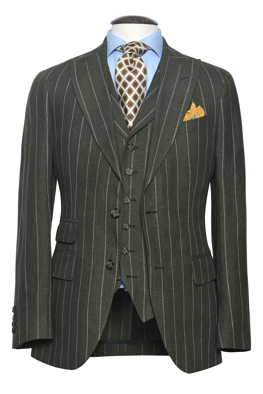 Le Rome – Green linen with cream tennis stripes – WICKET