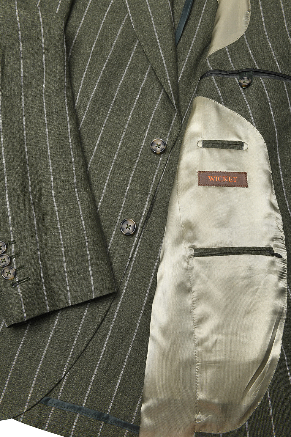 Le Rome – Green linen with cream tennis stripes – WICKET