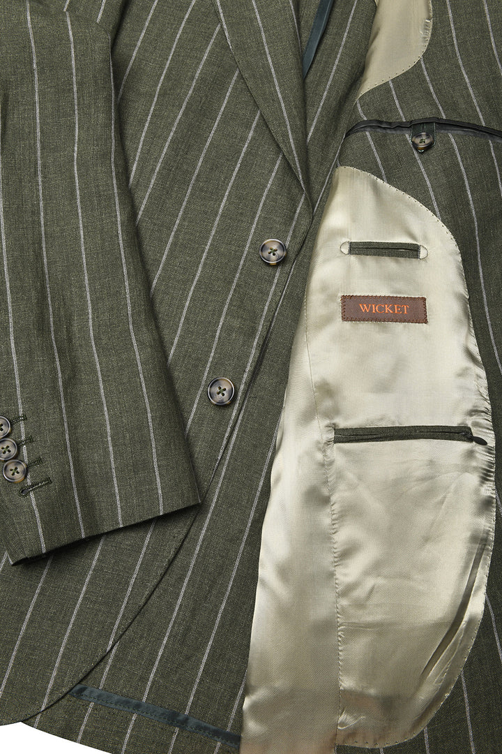 Le Rome – Green linen with cream tennis stripes – WICKET