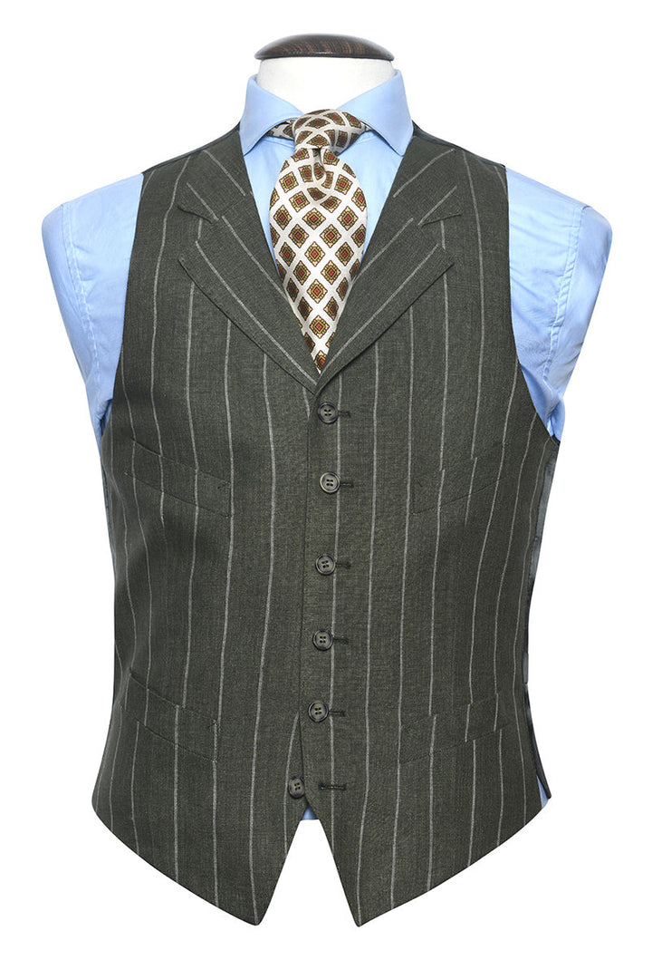 Le Rome – Green linen with cream tennis stripes – WICKET