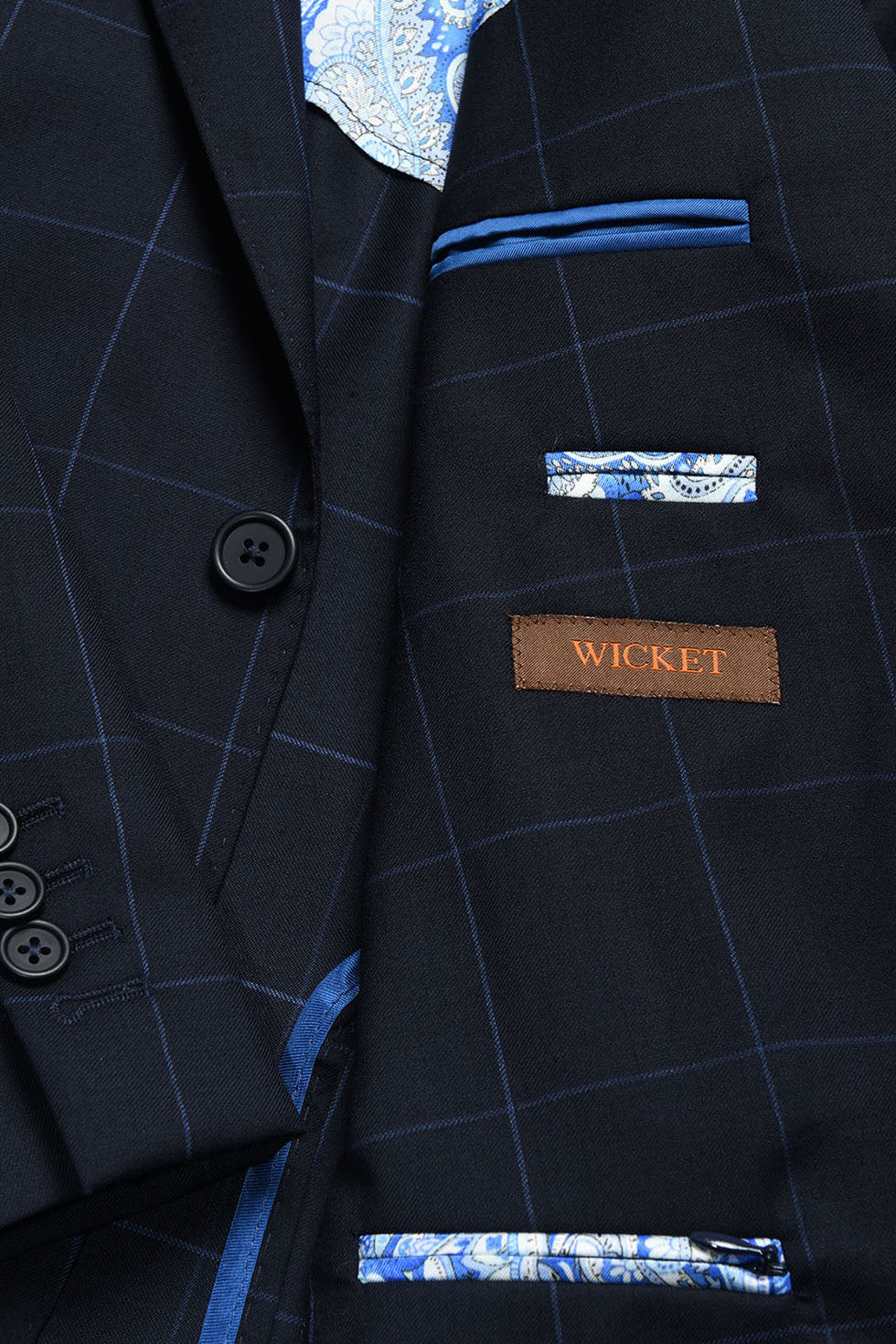 Le Turin – Twill, midnight blue with a royal blue overcheck, in Super 120’s wool – WICKET