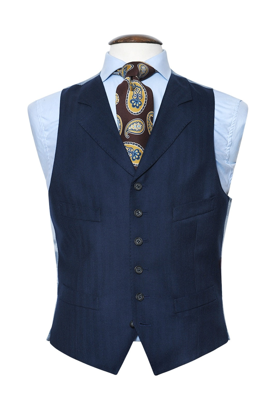 La Downton – Navy herringbone wool and silk – WICKET