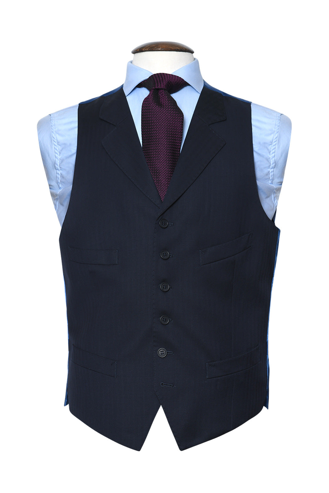 Le Kensington – Deep navy herringbone gabardine – WICKET