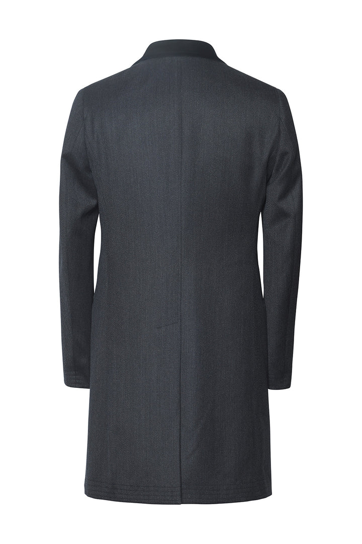 Le Vittorio – Charcoal whipcord with a velvet collar – WICKET