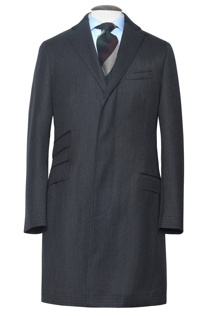 Le Vittorio – Charcoal whipcord with a velvet collar – WICKET