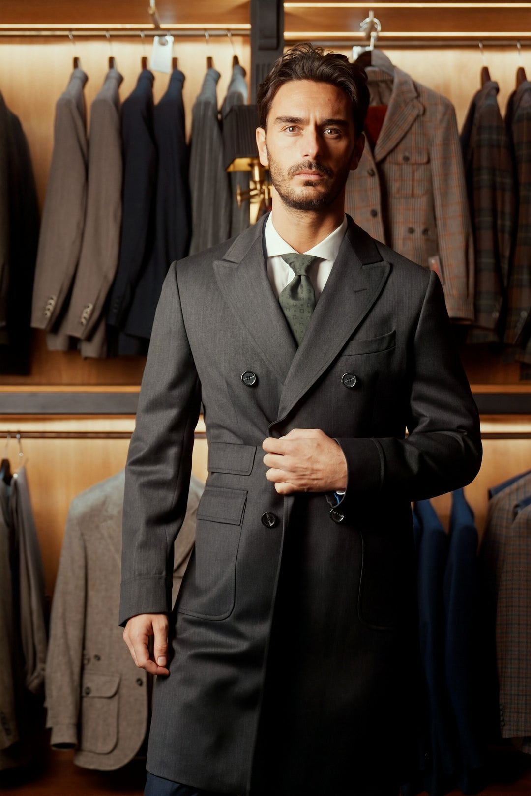 Le Windsor, charcoal grey whipcord – worn in the shop