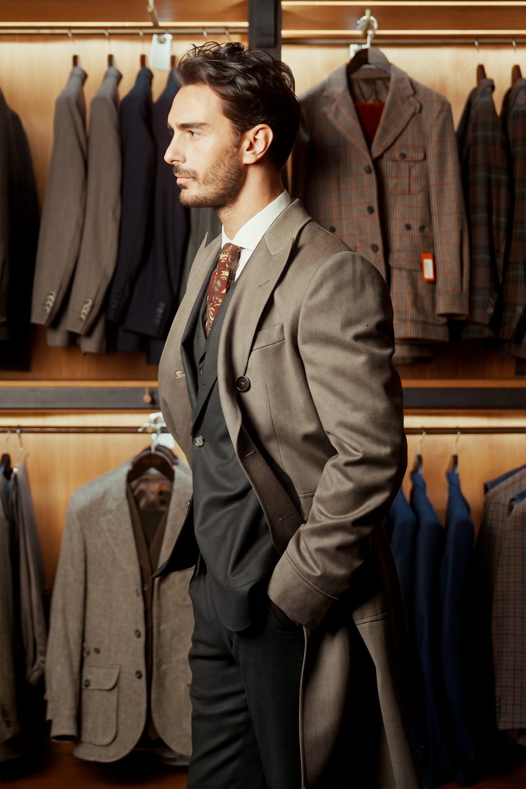 Le Windsor, beige and brown whipcord – worn in the shop