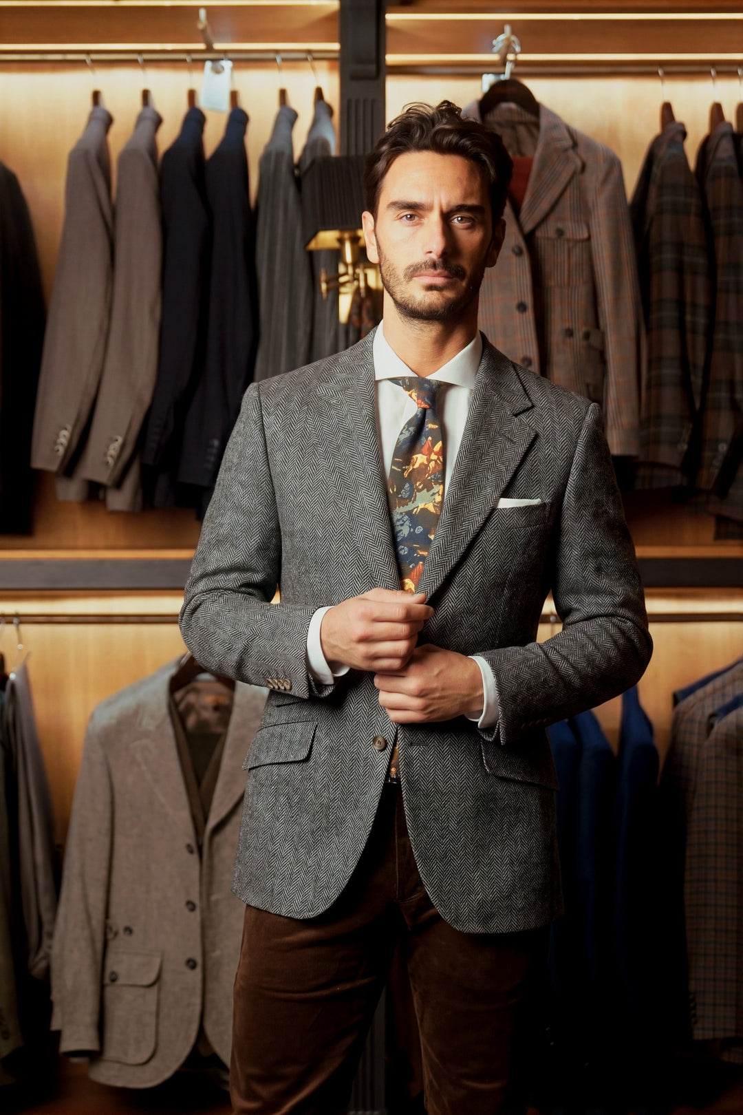 La Kensington, charcoal and mouse grey soft tweed – worn in the shop