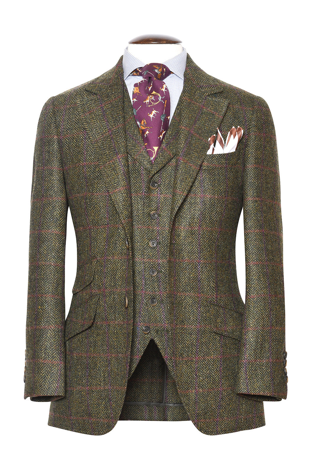 La Kensington – Tweed Shetland vert et beige – WICKET