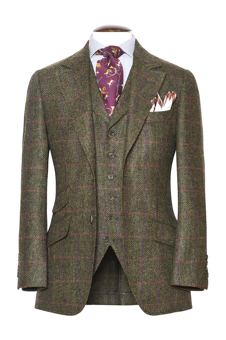 La Kensington – Tweed Shetland vert et beige – WICKET