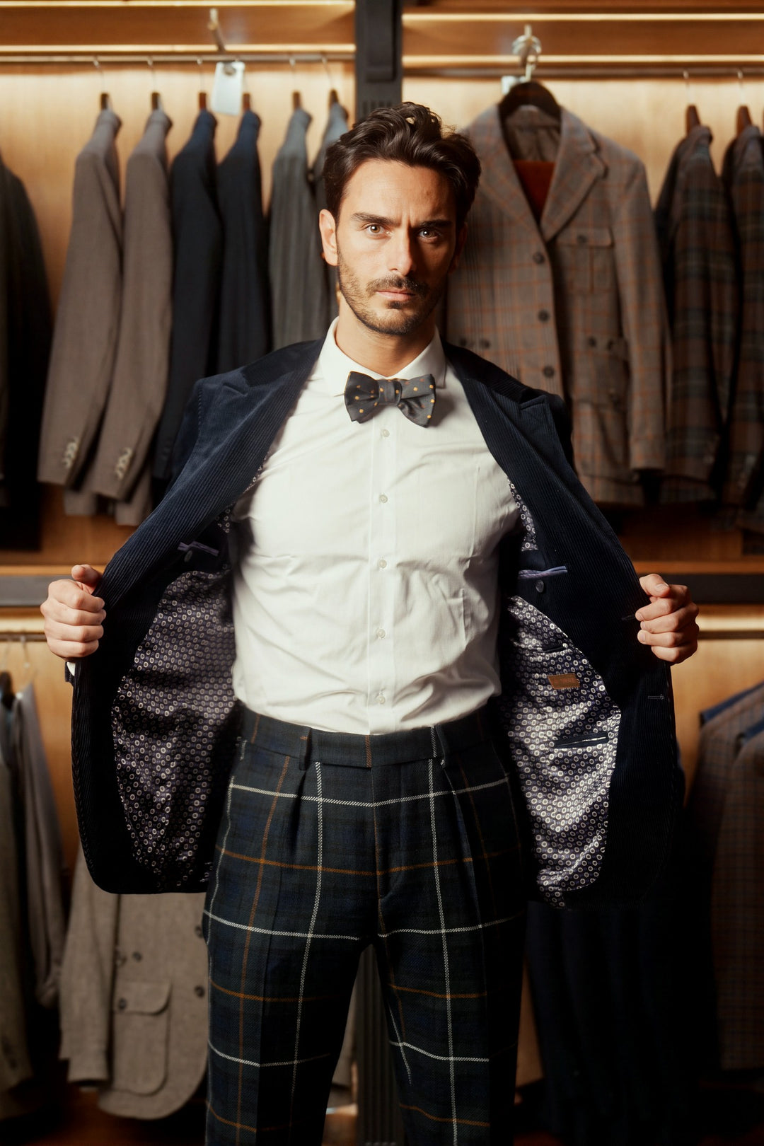 La Kensington, navy corduroy – worn in the shop