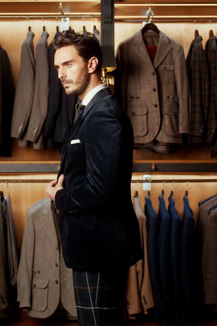 La Kensington, navy corduroy – worn in the shop
