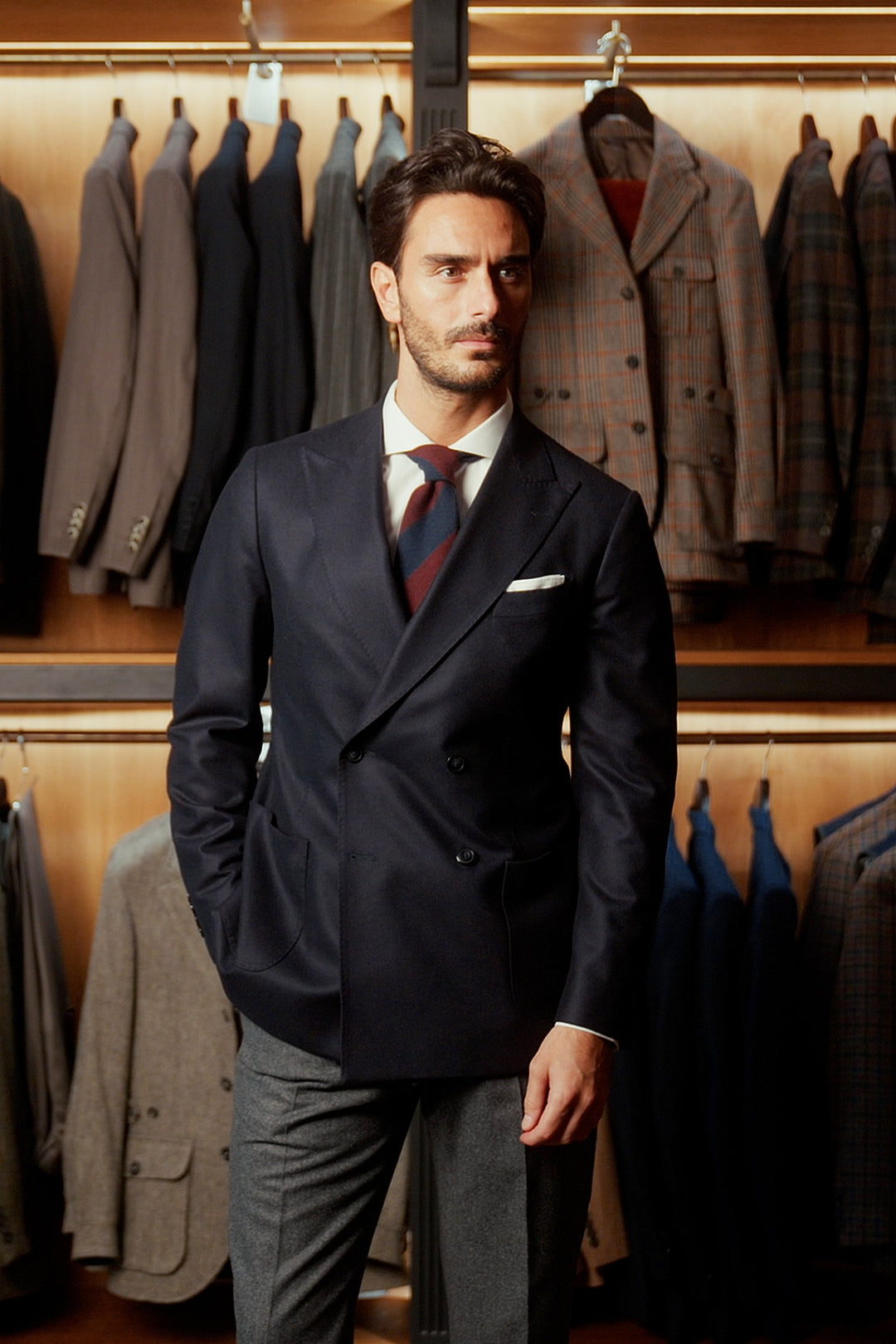 La Naples, navy flannel – worn in the shop