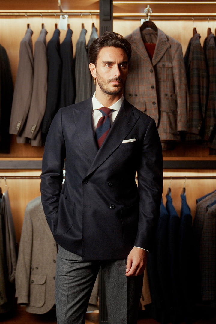 La Naples, navy flannel – worn in the shop