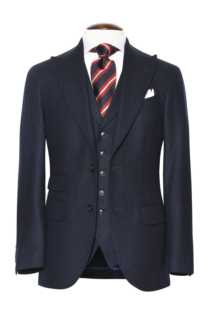 La Rome – Midnight blue and navy herringbone – WICKET