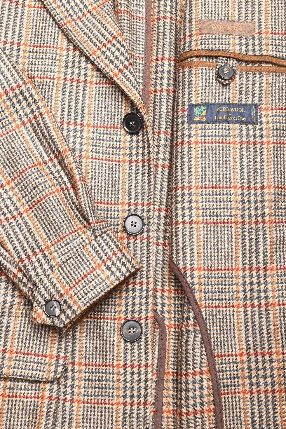 The Safari Jacket – Beige and orange Prince of Wales check – WICKET