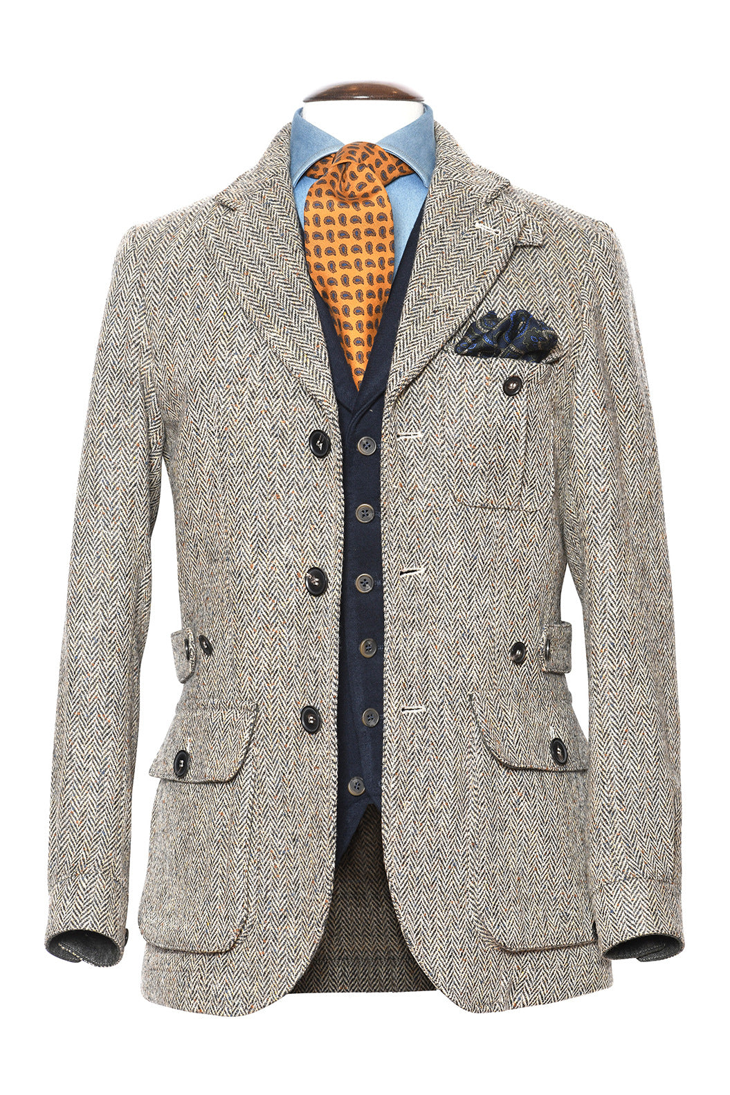 The Safari Jacket – Beige and brown Donegal tweed – WICKET