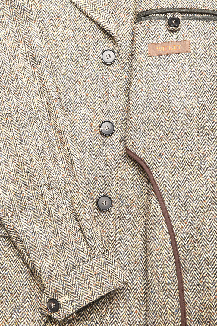 The Safari Jacket – Beige and brown Donegal tweed – WICKET