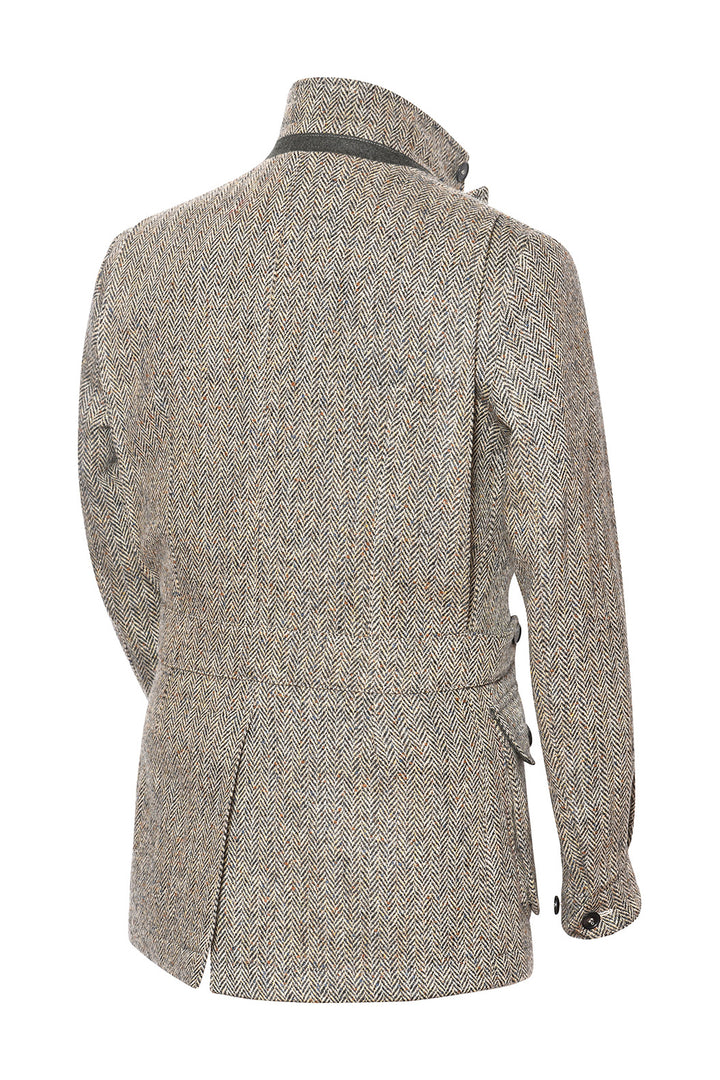 The Safari Jacket – Beige and brown Donegal tweed – WICKET