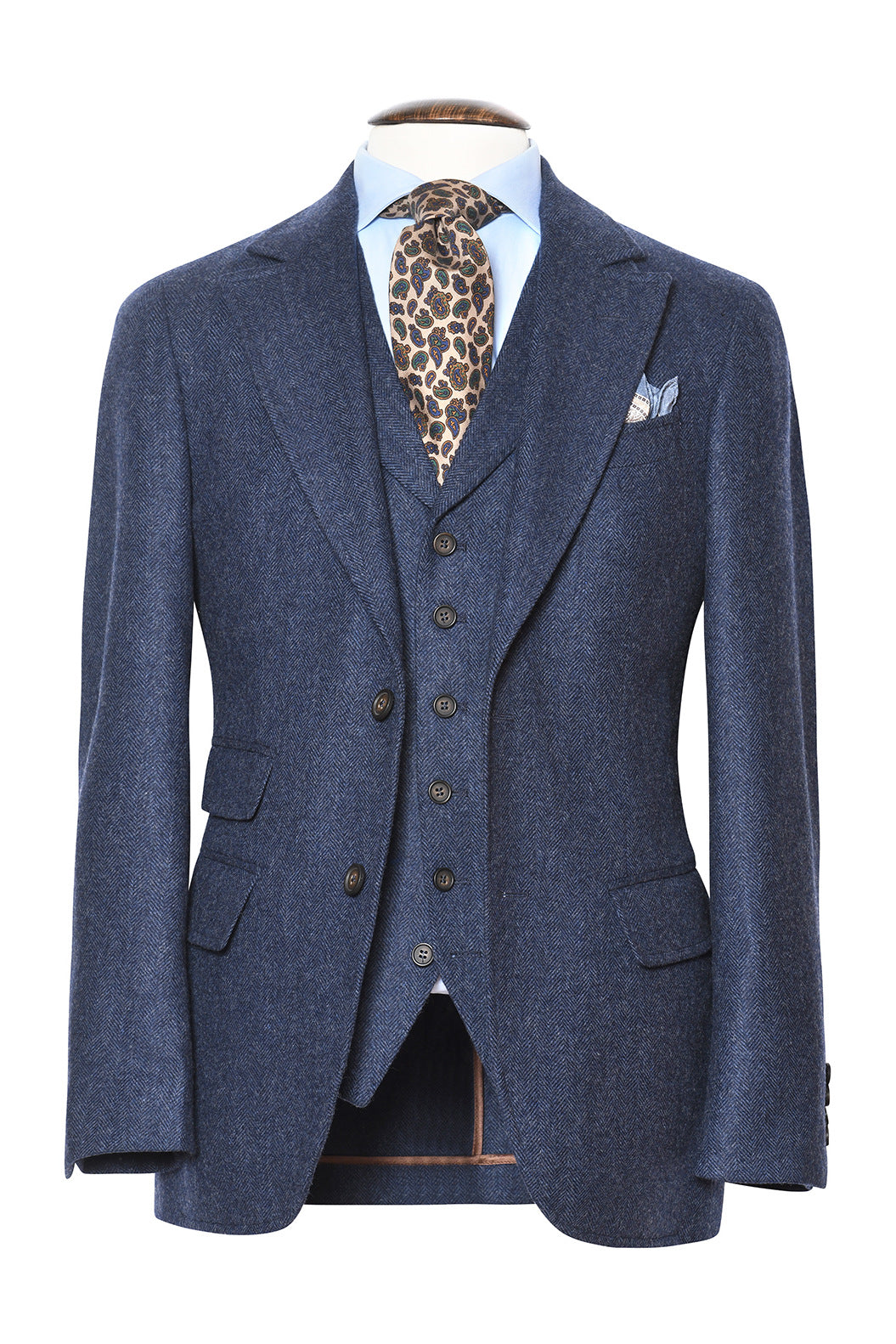 La Turin – Navy and sky blue herringbone – WICKET