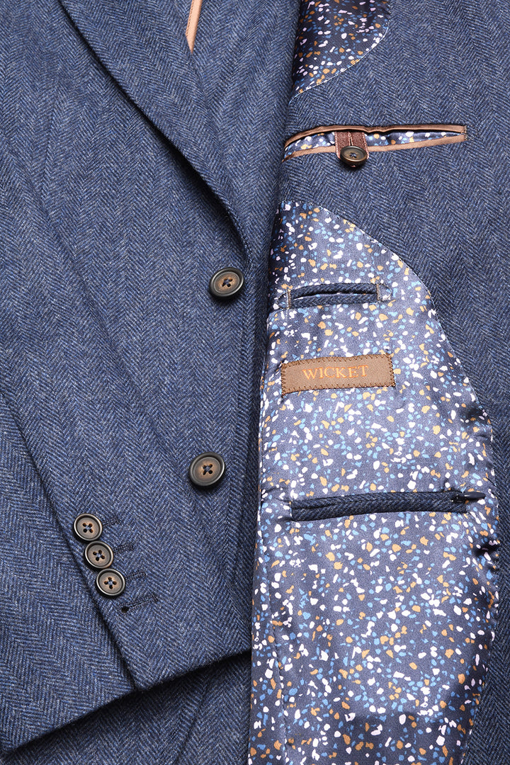 La Turin – Navy and sky blue herringbone – WICKET