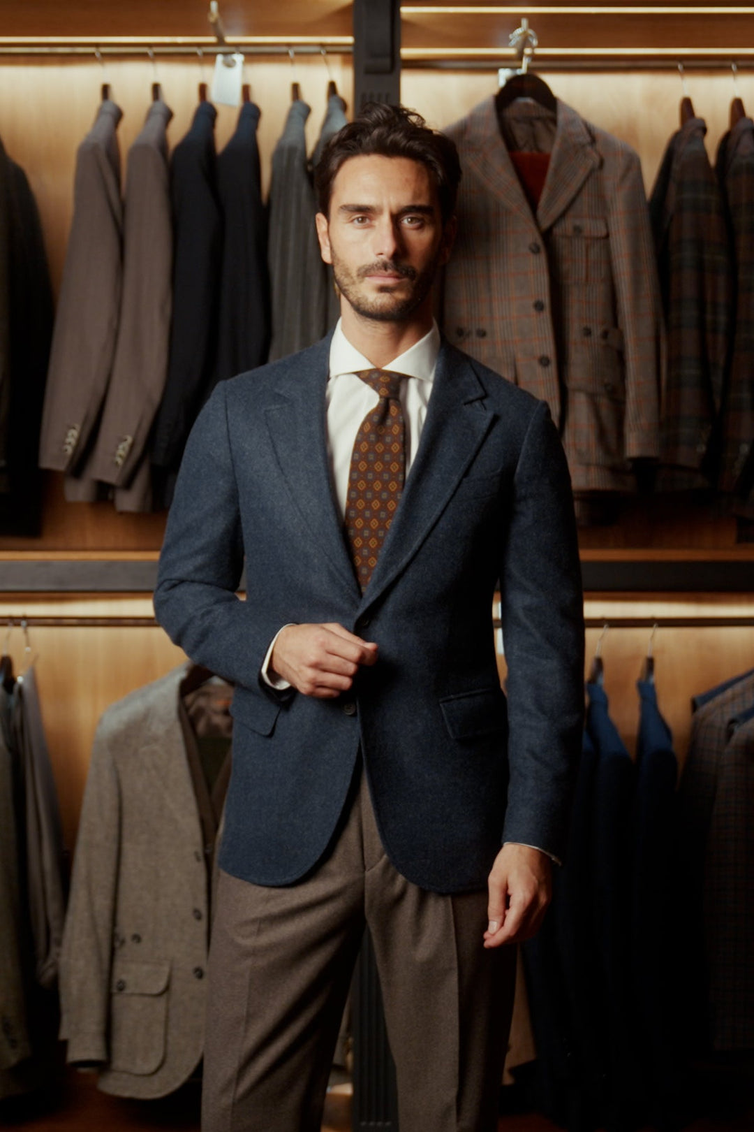 The Waistcoat – Navy and sky blue herringbone